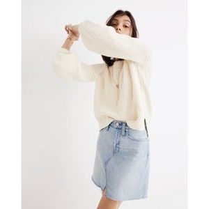 Madewell Balloon Sleeve Pullover Knit Sweater in Red Size XS